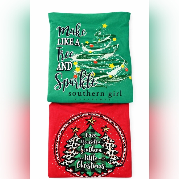southern girl Tops - Set Of 2- Southern Girl Christmas T-Shirts Large